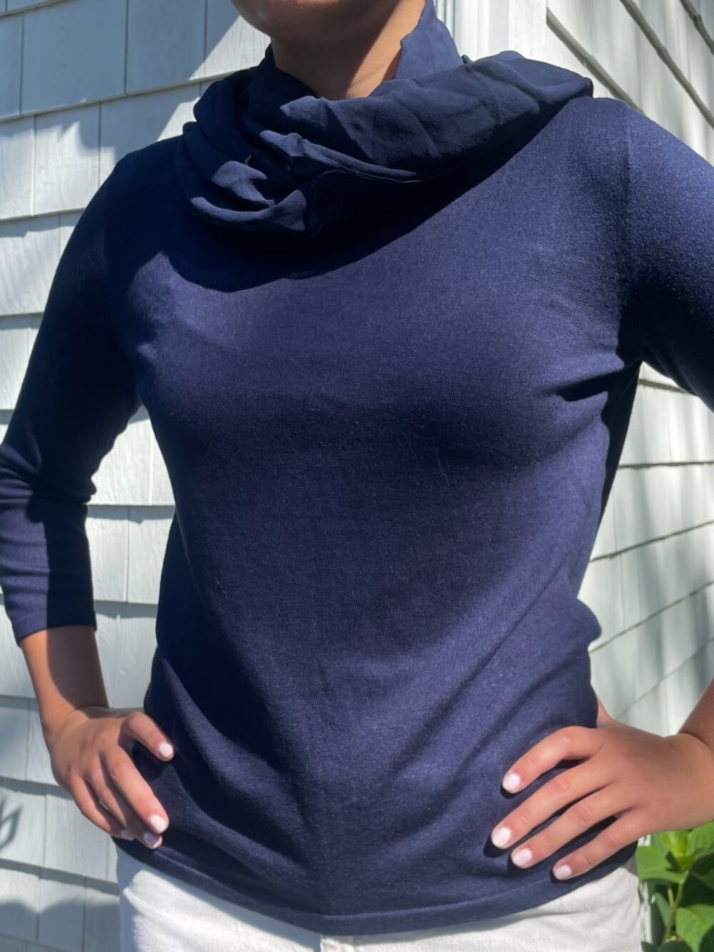 Ralph Lauren Silk Crewneck Sweater with Attached Scarf, Large